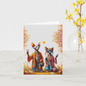 Hippie Sphynx Cat Karte (Gelbe Blume)