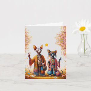 Hippie Sphynx Cat Karte