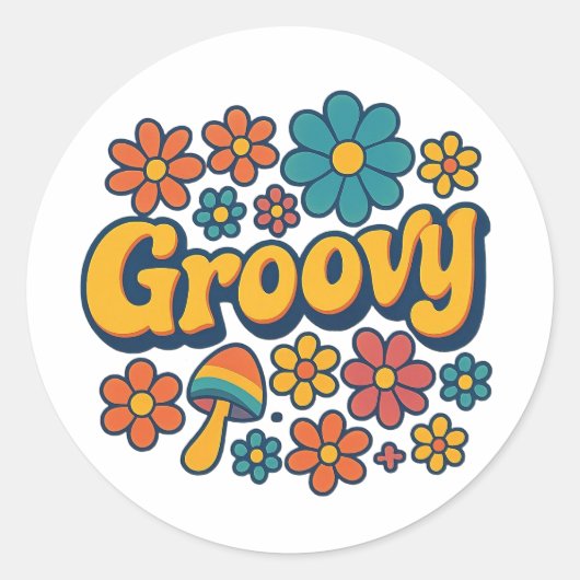 Hippie-Stil Groovy Aufkleber (Vorderseite)