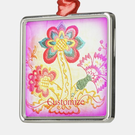 Hippie-Stil Groovy rosa Palme Ornament Aus Metall (Links)