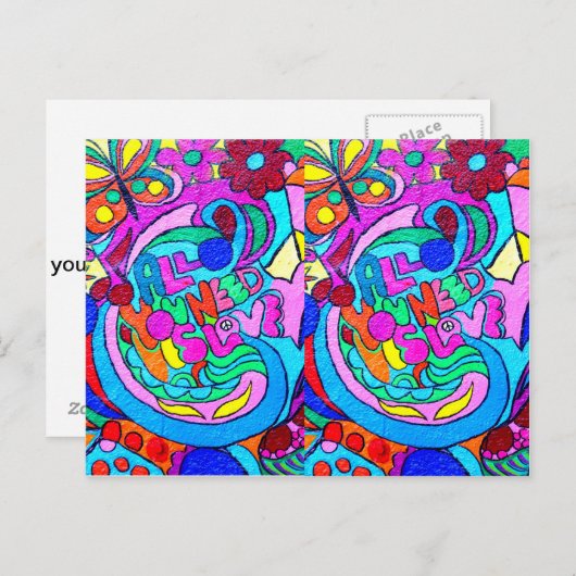 Hippie-Stil Ruhe und Liebe Postkarte (Vorne/Hinten)