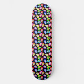 Hippie Style Blume Paisley Pattern auf Schwarz Skateboard (Vorderseite)
