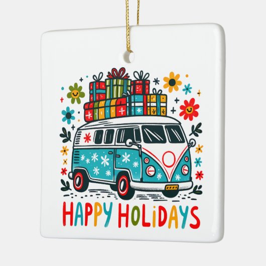 Hippie Style Good Vibes Groovy Christmas Van Keramikornament (Links)