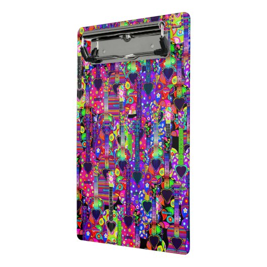 Hippie Style Guitars Pattern Mini Klemmbrett (Gewinkelt2)