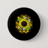 Hippie Sunflower Bees Button (Vorderseite)