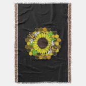 Hippie Sunflower Bees Decke (Vorderseite Vertikal)