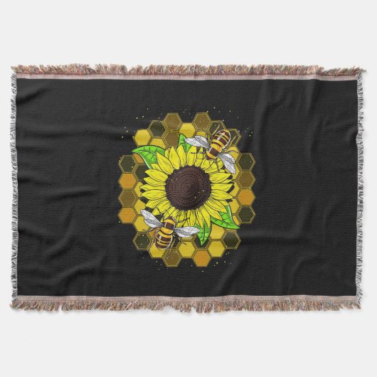 Hippie Sunflower Bees Decke (Vorderseite)