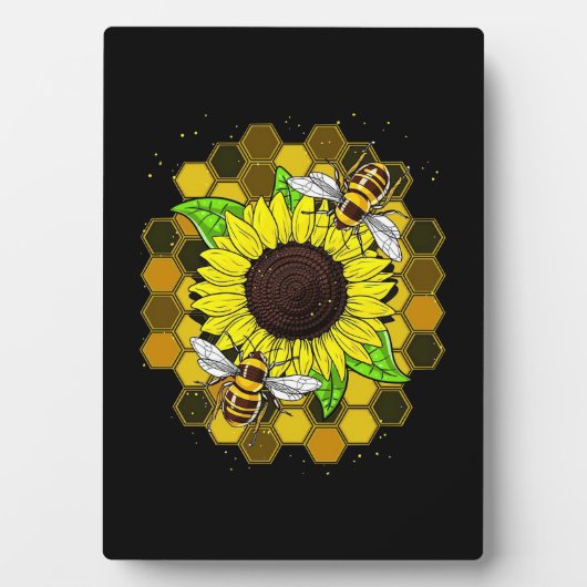 Hippie Sunflower Bees Fotoplatte (Vorderseite)