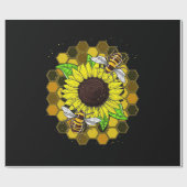 Hippie Sunflower Bees Geschenkpapier (Flach)