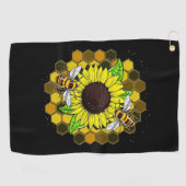 Hippie Sunflower Bees Golfhandtuch (Horizontal)