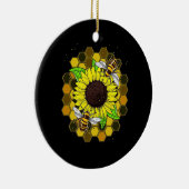 Hippie Sunflower Bees Keramik Ornament (Rechts)