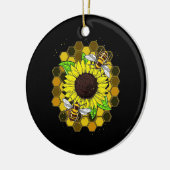 Hippie Sunflower Bees Keramik Ornament (Links)