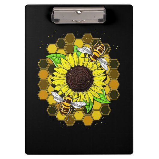 Hippie Sunflower Bees Klemmbrett (Vorderseite)