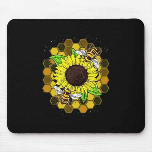 Hippie Sunflower Bees Mousepad (Vorne)