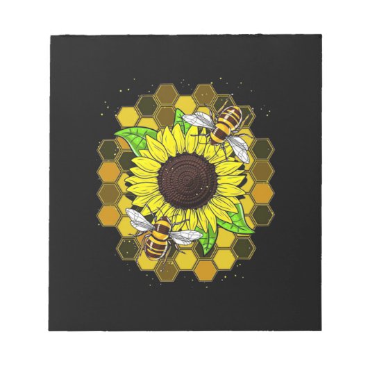 Hippie Sunflower Bees Notizblock (Vorderseite)