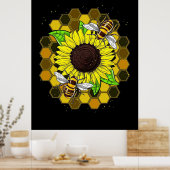 Hippie Sunflower Bees Poster (Küche)