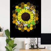 Hippie Sunflower Bees Poster (Heimbüro)