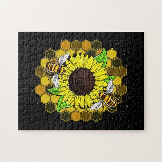 Hippie Sunflower Bees Puzzle (Horizontal)