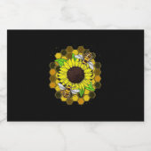 Hippie Sunflower Bees Schaumweinetikett (Einzelnes Label)