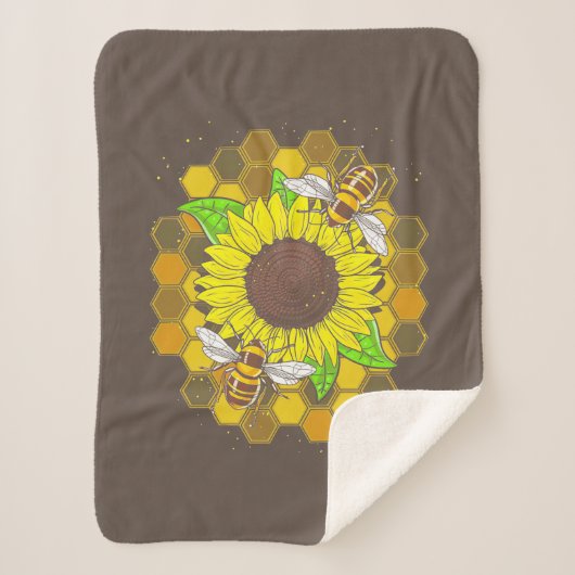 Hippie Sunflower Bees Sherpadecke (Vorderseite)
