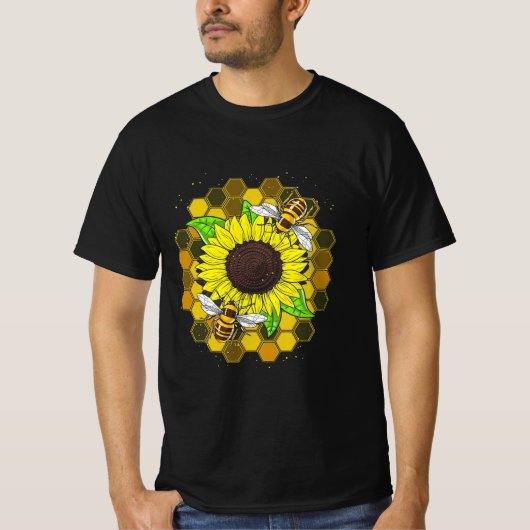 Hippie Sunflower Bees T-Shirt (Vorderseite)
