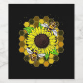 Hippie Sunflower Bees Weinetikett (Einzelnes Label)