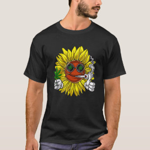 Hippie Sunflower Stoner Rauchen Unkraut T-Shirt