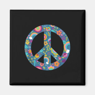 Hippie Symbol Peace Anti-War Logo Floral Peace Sig Magnet