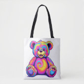Hippie Teddy Bear Rainbow Psychedelic Bright Color Tasche (Vorderseite)