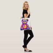 Hippie-Teddybär-Regenbogen-Psychedelisch-Helle-Far Tasche (Am Model)