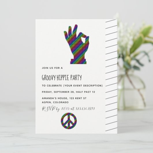 Hippie Themed Party Einladung (Stehend Vorderseite)