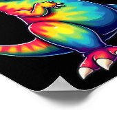 Hippie Tie Dye T-Rex Dino Friedenszeichen Poster (Ecke)