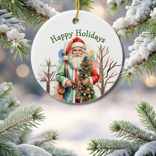 Hippie Tree Hugging Santa Ornament