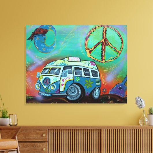Hippie Trip Wrapped Canvas Leinwanddruck (Insitu (Wohnzimmer))