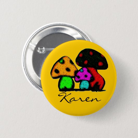 Hippie trippie Namen-Button Button (Vorne & Hinten)