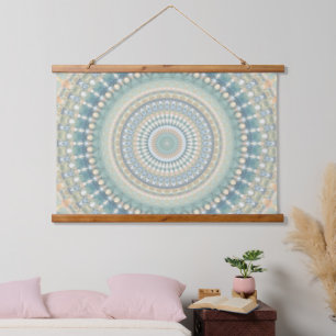 Hippie Trippy Eclectic Pastel Boho Groovy Mandala Wandteppich Mit Holzrahmen