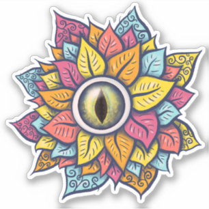 Hippie Trippy Eye Blume Colorful Psychedelic Aufkleber