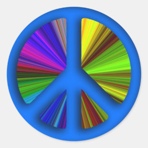 Hippie Trippy Friedenszeichen Runder Aufkleber