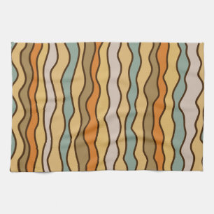 Hippie Trippy Groovy Vertical Strip 70er Muster Geschirrtuch