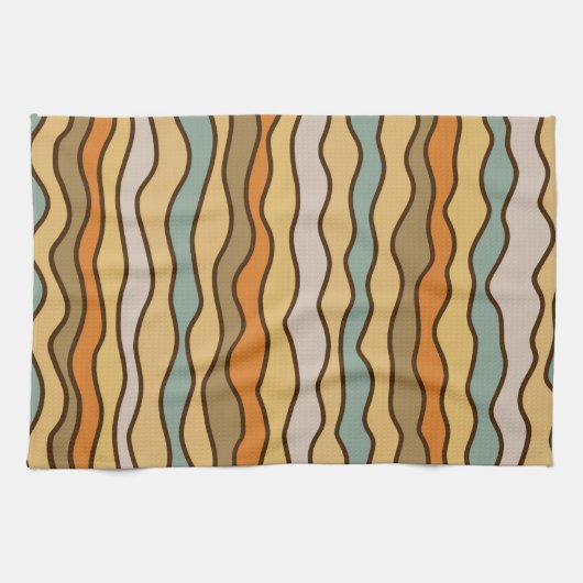 Hippie Trippy Groovy Vertical Strip 70er Muster Geschirrtuch (Horizontal)