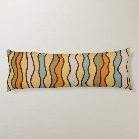 Hippie Trippy Groovy Vertical Strip 70er Muster Seitenschläferkissen (Rückseite)