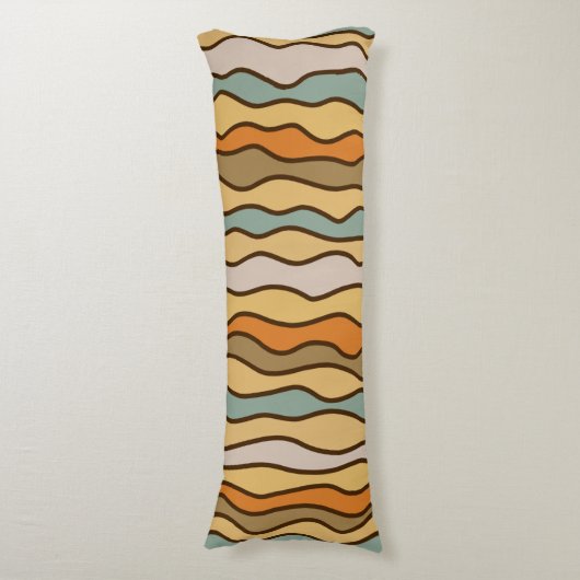 Hippie Trippy Groovy Vertical Strip 70er Muster Seitenschläferkissen (Vorderseite Vertikal)