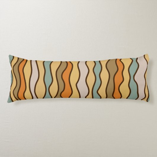 Hippie Trippy Groovy Vertical Strip 70er Muster Seitenschläferkissen (Vorderseite)