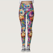 Hippie Trippy Psychedelic Colorful Owl Leggings (Vorderseite)