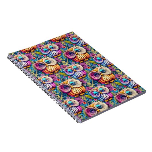 Hippie Trippy Psychedelic Colorful Owl Notizblock (Rechte Seite)