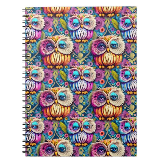 Hippie Trippy Psychedelic Colorful Owl Notizblock (Vorderseite)