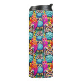 Hippie Trippy Psychedelic Colorful Owl Thermosbecher (Nach links gedreht)