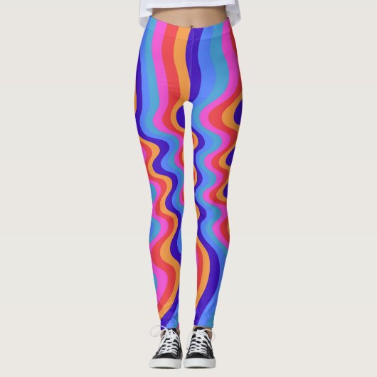 Hippie-Trippy-Retro-Hintergrundbild der 60er Jahre Leggings (Vorderseite)