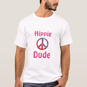 Hippie Typ Pink Blue Batik Gefärbte Krawatte Frie T-Shirt