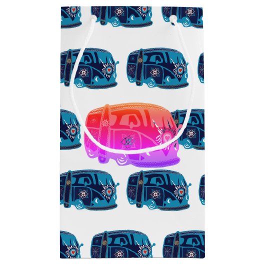 Hippie Van Custom Geschenktasche - Klein, glänzend Kleine Geschenktüte (Rückseite)